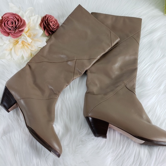 Bootalinos Corelli Women's sz 6 Leather Womens Boots NWOT Taupe over Calf - Picture 6 of 8